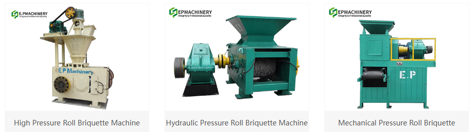 Here are three types of pillow briquette machines. According to the different pressures, we divide them into mechanical pressing, high pressure, and hydraulic roller briquetting machines.